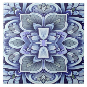 Modern blauw kleur klassieke bloemenpatroon tegeltje