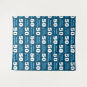 Modern Blauw Man 50ste Verjaardagsfeestje Stap & H Wandkleed (Voorkant (horizontaal))