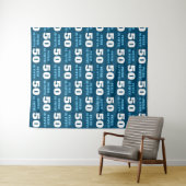 Modern Blauw Man 50ste Verjaardagsfeestje Stap & H Wandkleed (In Situ (horizontaal))
