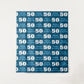 Modern Blauw Man 50ste Verjaardagsfeestje Stap & H Wandkleed (Voorkant)