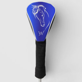 Modern Blauw Metallic Paardenhoofd Monogram Initia Golfheadcover