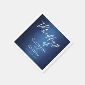 Modern Blauw Minimalistisch Waterfront Avondbruilo Servet (Hoek)