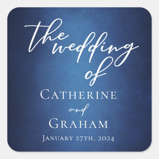 Modern Blauw Minimalistisch Waterfront Avondbruilo Vierkante Sticker (Voorkant)
