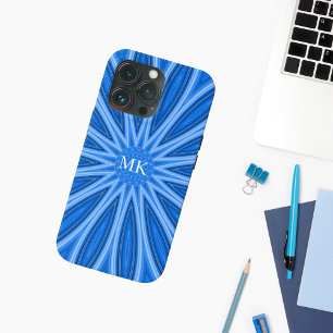 Modern blauw monogram - Floral Design Pattern iPhone 13 Pro Hoesje