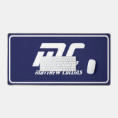 Modern Blauw Monogram Schoon Minimale Naam Eenvoud Bureaumat (Keyboard & Muis)