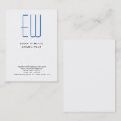 Modern Blauw Monogram Wit Professioneel Visitekaartje (Voorkant / Achterkant)