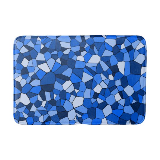 Modern blauw mozaïek Abstract patroon Badmat (Voorkant)