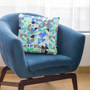 Modern blauw munt groen geometrisch patroon kussen