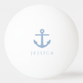 Modern blauw nautisch anker pingpongballen (Achterkant)