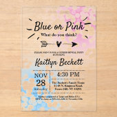 Modern blauw of roze? Geslacht Acryl Uitnodigingen (Voorkant)