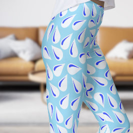 Modern blauw op blauw flick patroon leggings
