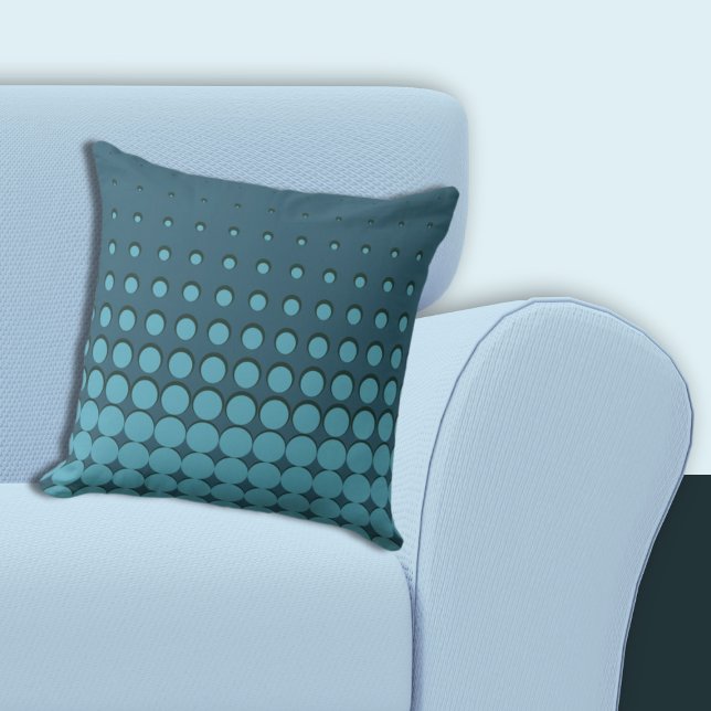Modern Blauw Oplopende Halftonen Kussen (Modern Blue Ascending Halftones Throw Pillow)