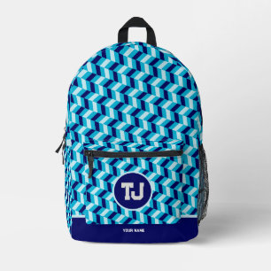 Modern Blauw Patroon Terug naar School Bedrukte Rugzak