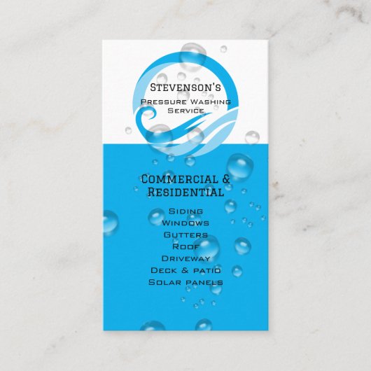 Modern blauw QR-code  druk wassen Visitekaartje (Voorkant)