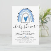 Modern blauw Rainbow boho chic baby shower Kaart (Staand voorkant)