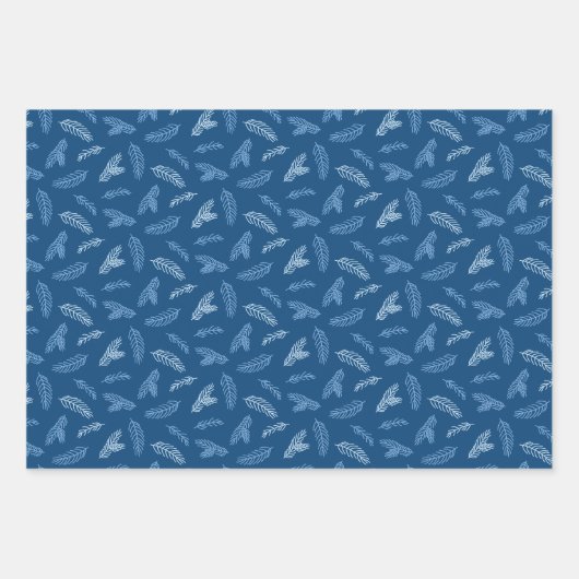 Modern blauw & rood vakantiebessen inpakpapier (Voorkant 3)