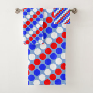Modern blauw rood wit gestippelde strepen op lucht bad handdoek