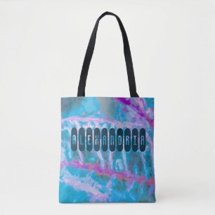 Modern Blauw Roze Artsy Waterverf Personaliseren Draagtas