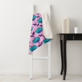Modern Blauw Roze bloemen patroon Sherpa Deken (In situ)