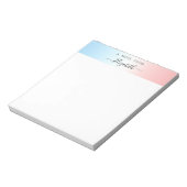 Modern Blauw Roze Wit Gradient Zwart Script Naam Notitieblok (Gedraaid)