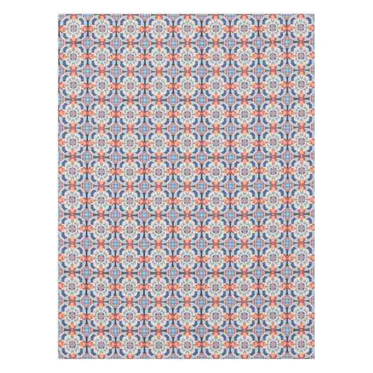 Modern Blauw Sinaasappel Graphic Tegel Pattern Tafelkleed (Voorkant)