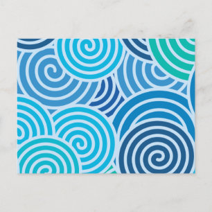 Modern blauw spiraalpatroon briefkaart