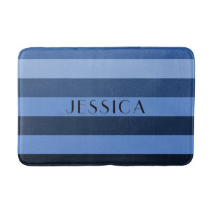 Modern Blauw Strepenpatroon Badmat