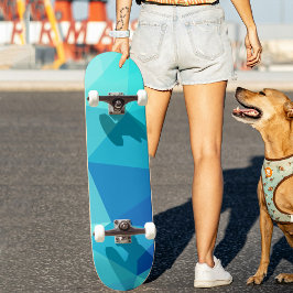 Modern blauw turquoise schaduw geometrisch patroon skateboard
