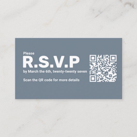 Modern Blauw vet RSVP QR Code Huwelijk Informatiekaartje (Voorkant)