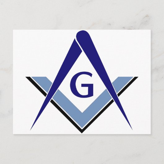 Modern blauw vierkant en kompassen briefkaart (Voorkant)