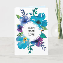 Modern blauw waterverf bloemenbijbel schriftkaart