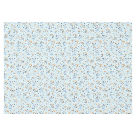 Modern Blauw Wildbloempatroon Tafelkleed (Voorkant (Horizontaal))