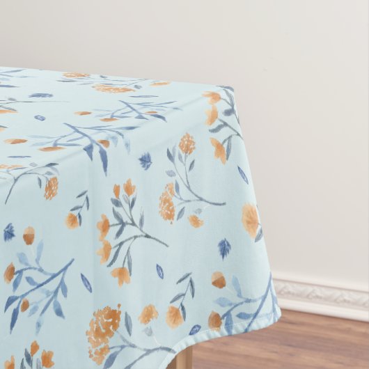 Modern Blauw Wildbloempatroon Tafelkleed (Voorbeeld)