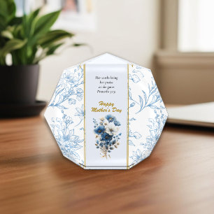 Modern Blauw Wit Bloemen Bijbelvers Fotoblokken