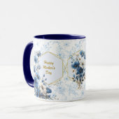Modern Blauw Wit Bloemen Bijbelvers Mok (Voorkant links)