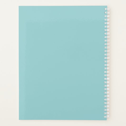 Modern Blauw Wit Bloemen Waterverf Turquoise Planner (Achterkant)