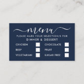 Modern Blauw & Wit Eenvoudig Script Menukaart Informatiekaartje (Voorkant)