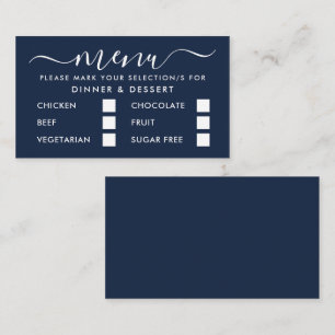 Modern Blauw & Wit Eenvoudig Script Menukaart Informatiekaartje