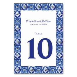 Modern Blauw Wit Mediterraan Bruiloft Kaart