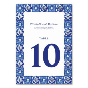 Modern Blauw Wit Mediterraan Bruiloft Kaart