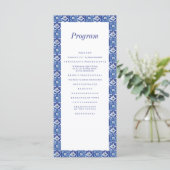 Modern Blauw Wit Mediterraan Bruiloft Programma (Staand voorkant)