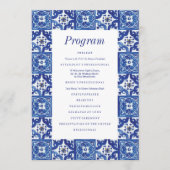 Modern Blauw Wit Mediterraan Bruiloft Programma (Voorkant)