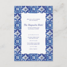 Modern Blauw Wit Mediterraan Huwelijksreceptie