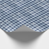 Modern Blauw Wit Plaid Kerstmis Vakantie GIFT Cadeaupapier (Hoek)