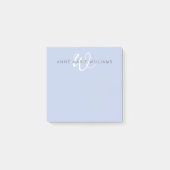 Modern Blauw Wit Schrift Monogram Post-it® Notes (Voorkant)