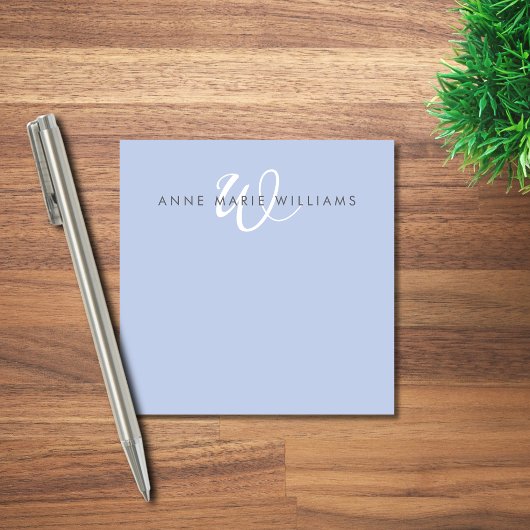 Modern Blauw Wit Schrift Monogram Post-it® Notes