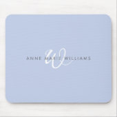 Modern Blauw Wit Schript Monogram Muismat (Voorkant)