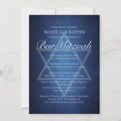 Modern Blauw Wit Typografie Formele Bar Mitzvah Kaart (Voorkant)