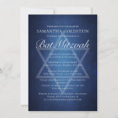Modern Blauw Wit Typografie Formele Bat Mitzvah Kaart (Voorkant)