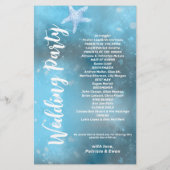 Modern blauw Zee zomer bruiloft programma Flyer (Achterkant)